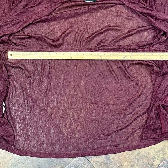 Lyssé Burgundy Women's Sheer Open Front Kimono Cardigan XL - Picture 9 of 12